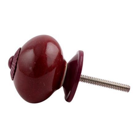 Cherry Solid Round Purple Fitting Ceramic Knob